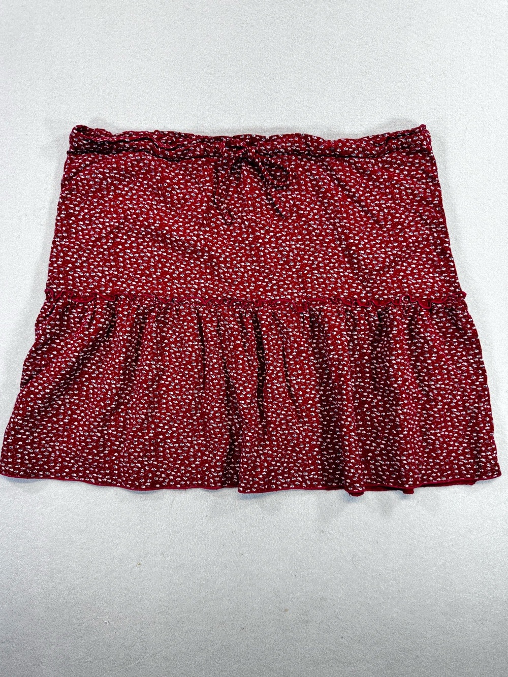 Brandy Melville Burgundy Ruffled‎ Mini Adjustable Drawstring Waist Size 11/12